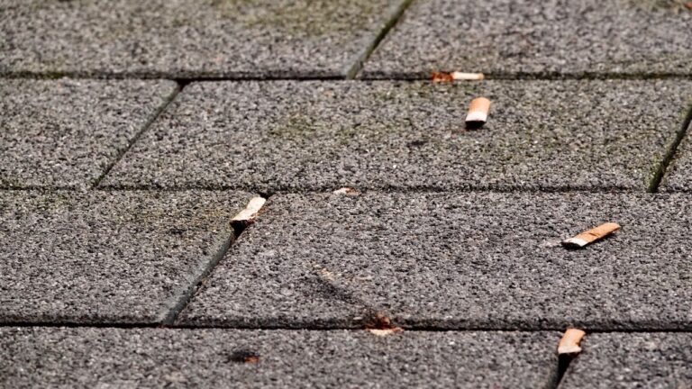 Zigarettenkippen auf der Straße